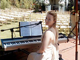 Laura's stage piano, singing at wedding service in West Sussex